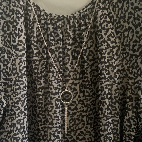 JM Collection Black and Gray Patterned Blouse - Picture 3 of 5